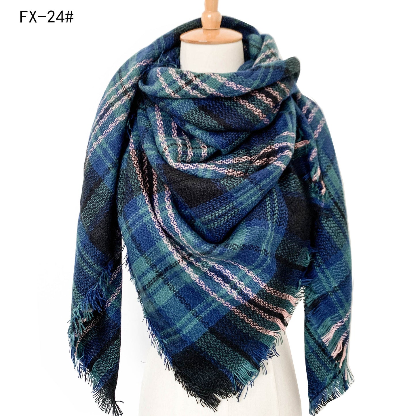 Cashmere-like Double-sided Colorful Plaid Scarf