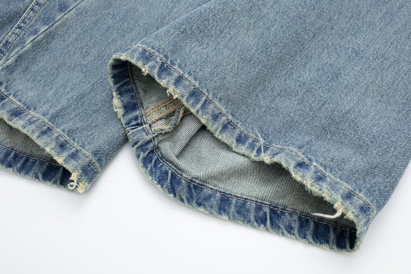 Pocket Overalls Mid-waist Denim Trousers