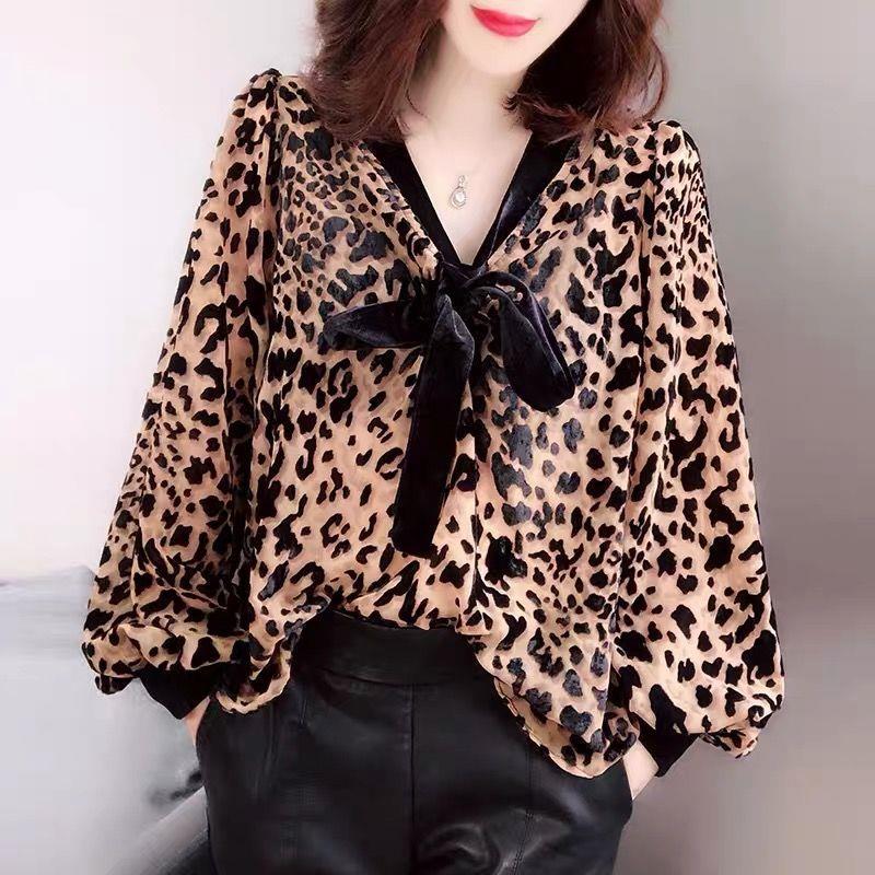 Løs Slankende Plus Size Chiffon Langærmet Skjorte