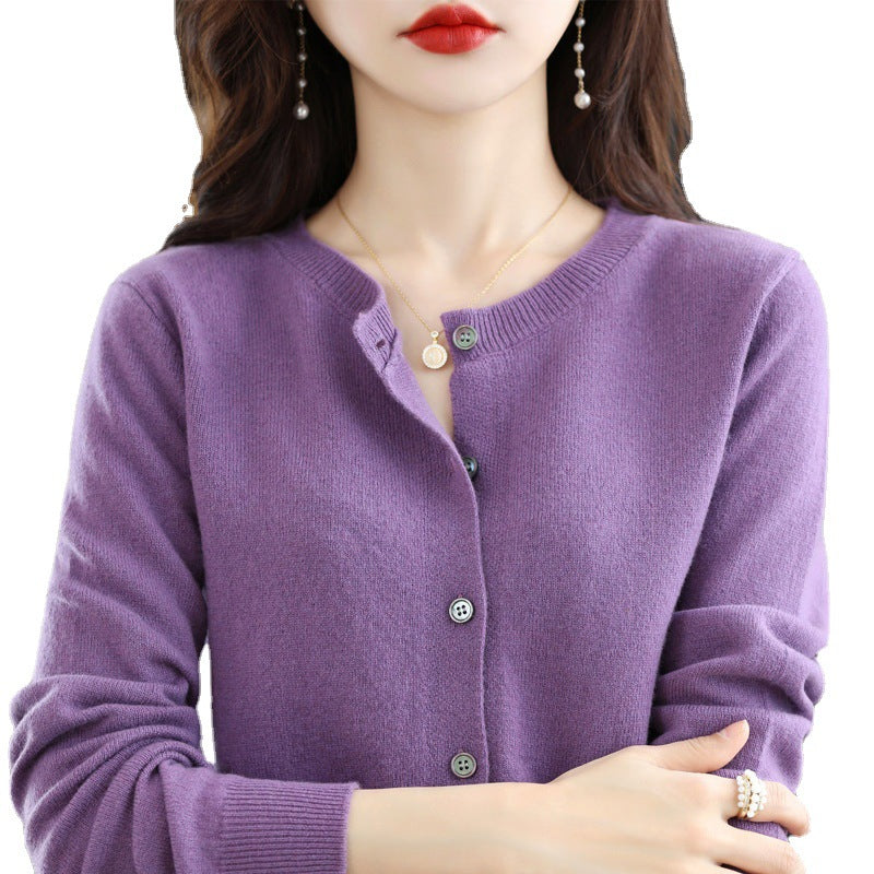 New Womens Short Long-sleeved Knitted Cardigan Sweater