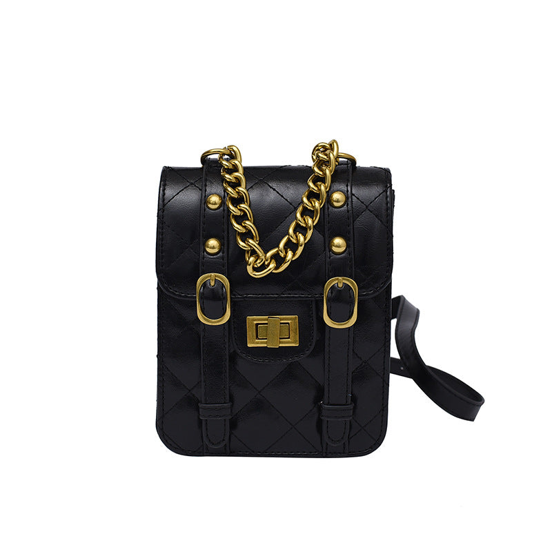 PU Small Fragrant Style Rhombus Square Bag Fashion Contrast Color Retro Simple
