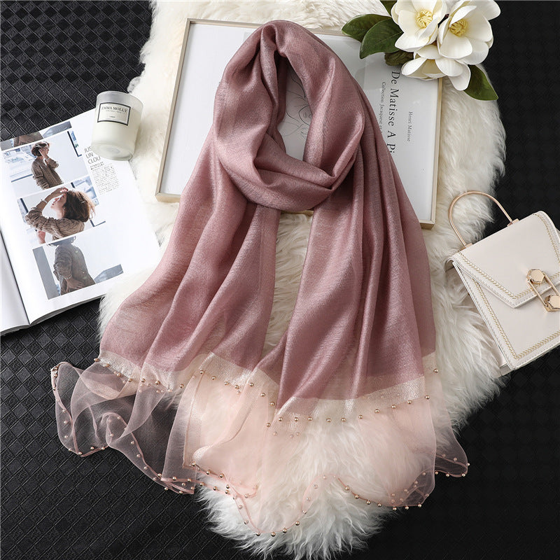 Women's Silk-wool Scarf Solid Color And Versatile
