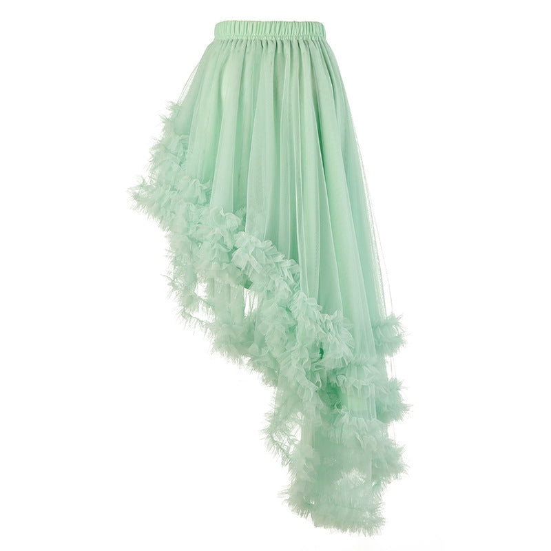 Women's Fashion Mesh Ruffled Irregular Skirt