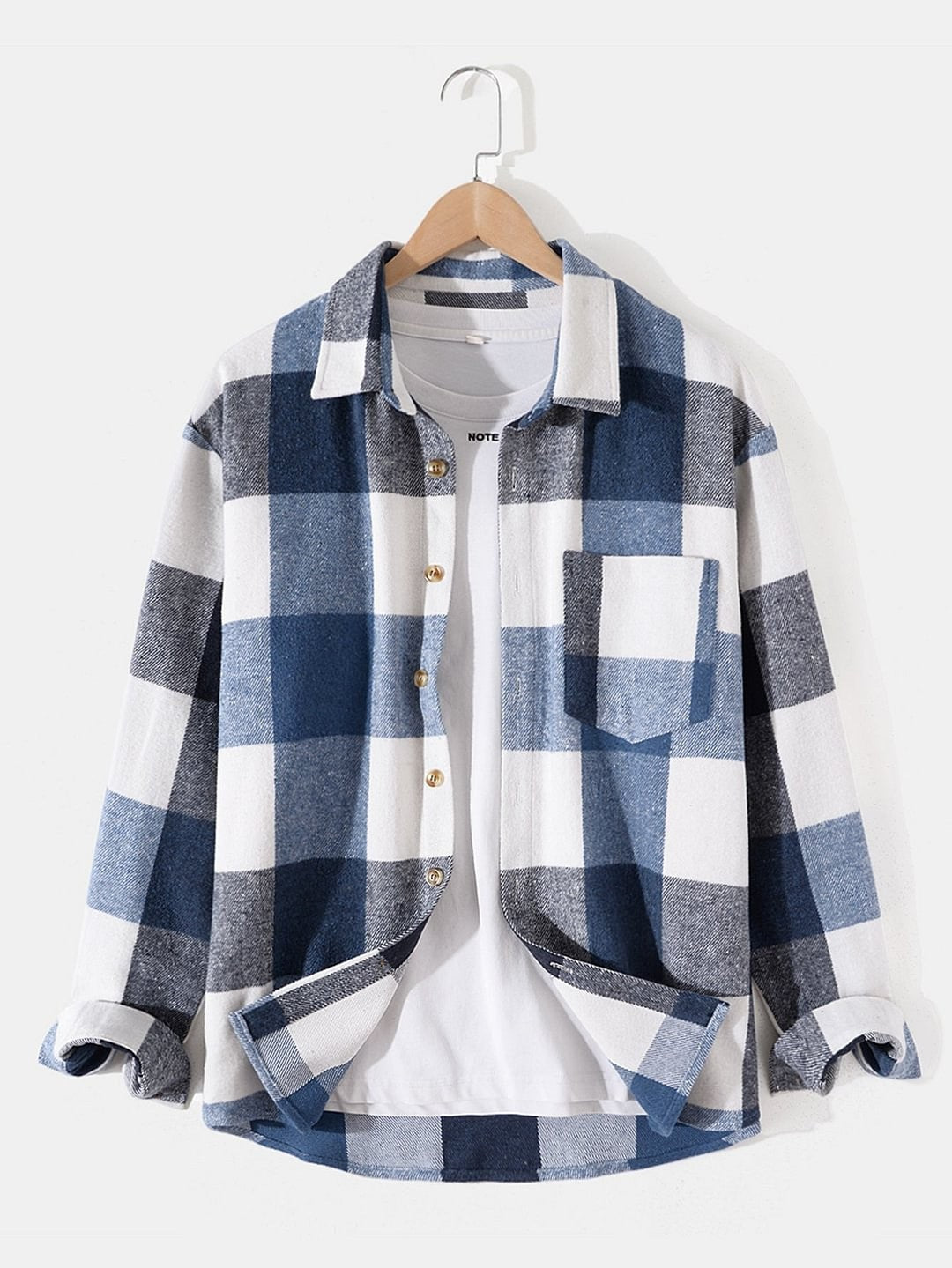 New Mens Plaid Comfortable Long-sleeve Shirt With A Relaxed Fit