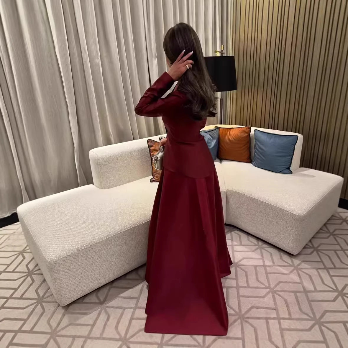 Elegant Saudi Arabian Formal Suit And Long Dress Set