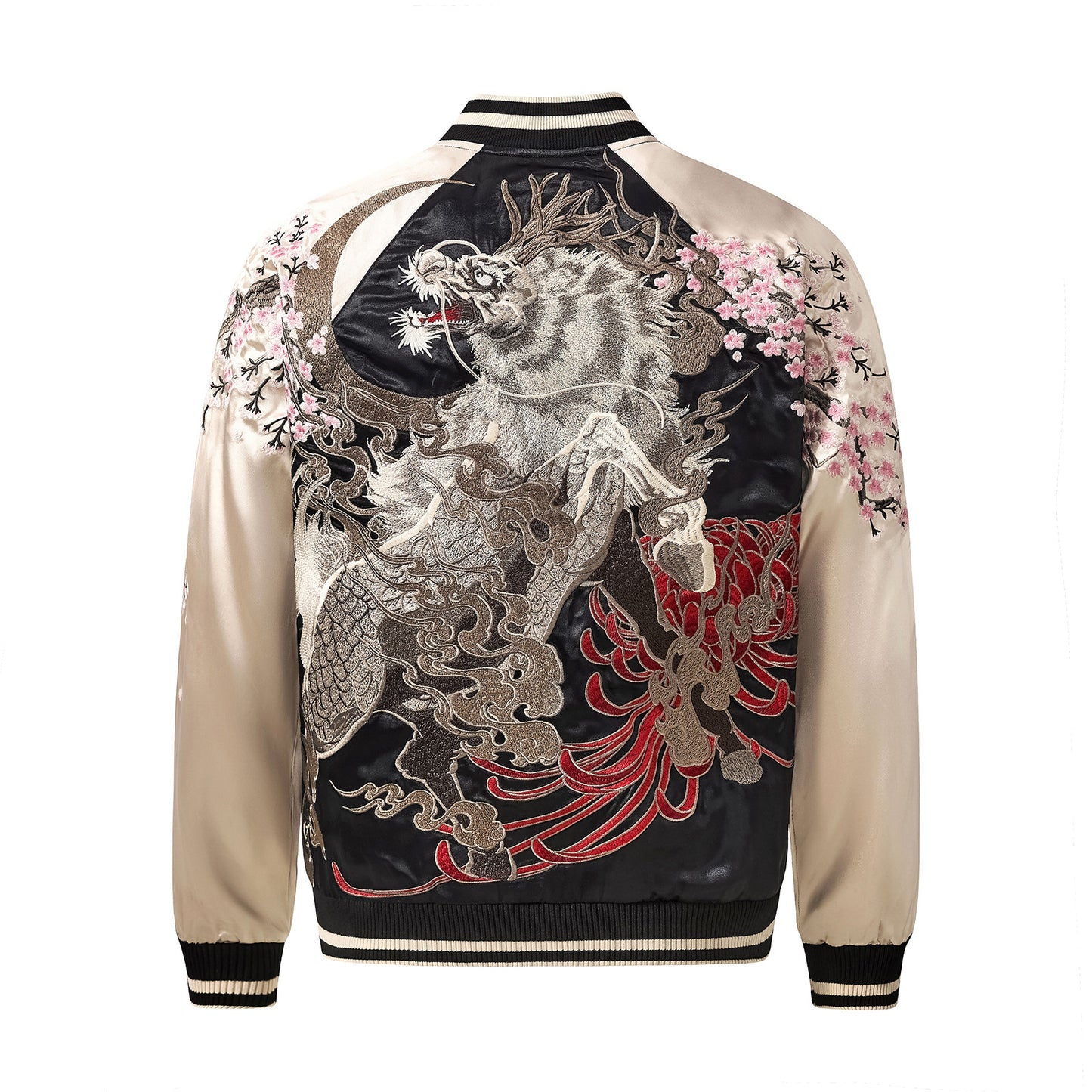 Heavy Duty National Style Kylin Beast Embroidered Baseball Jacket
