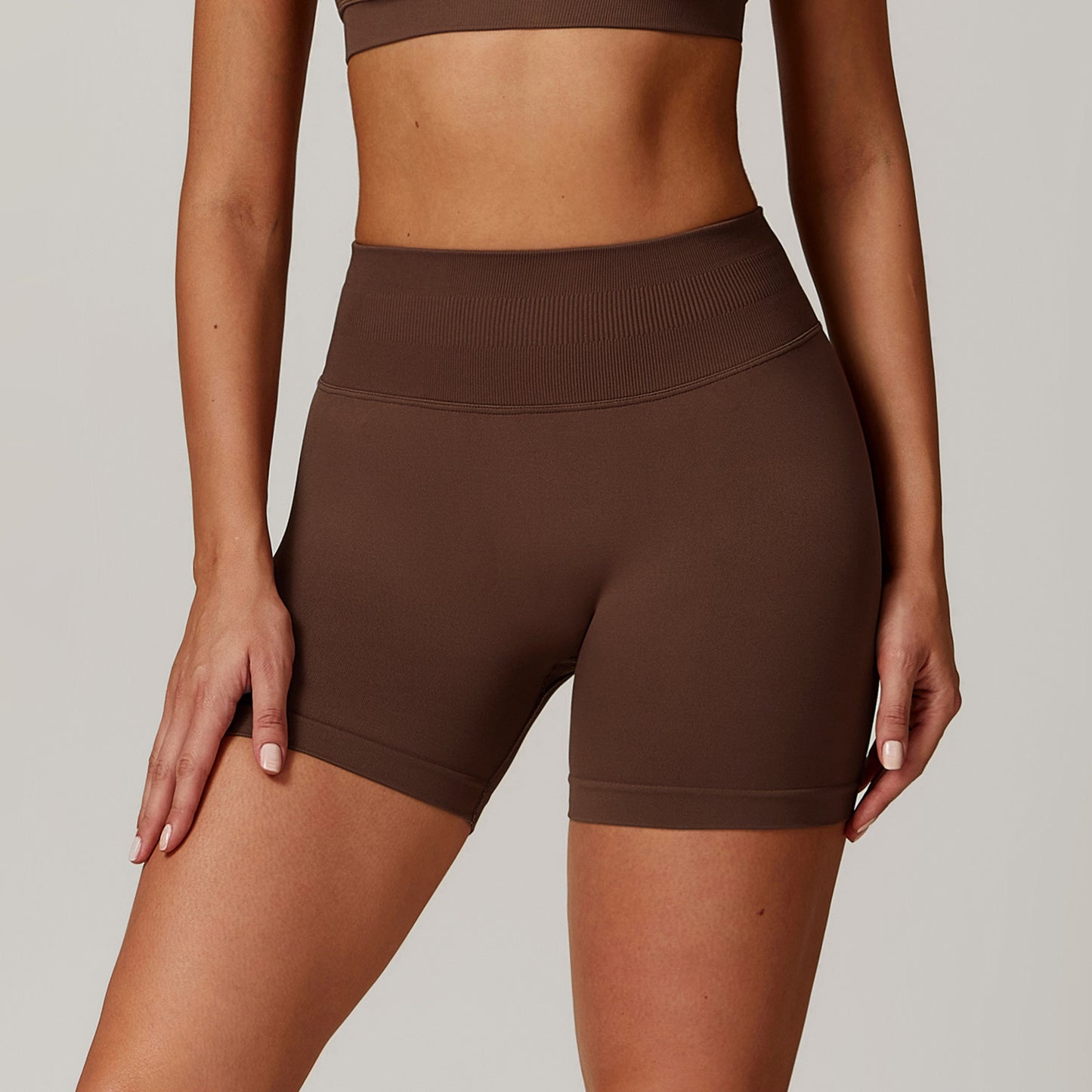Seamless High Waist Yoga Shorts Skinny Hip Raise Exercise Workout Pants