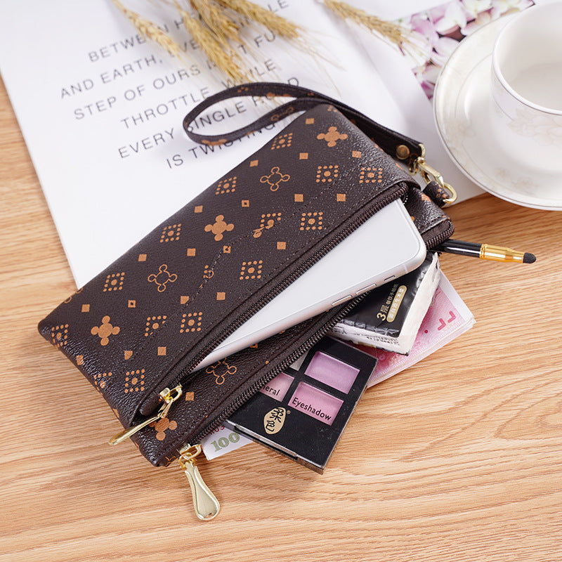 Fashion Printed Female Bag Clutch Bag Leather Mobile Phone Bag Women
