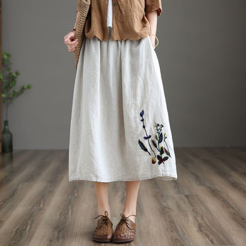 Summer Retro Women's Cotton And Linen Skirt