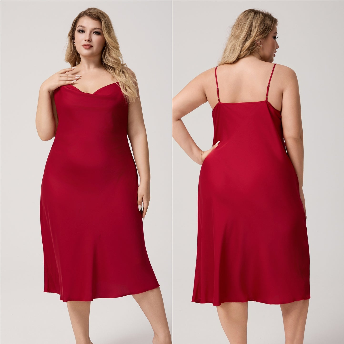 Plus-size Satin Nightgown For Women With Straps