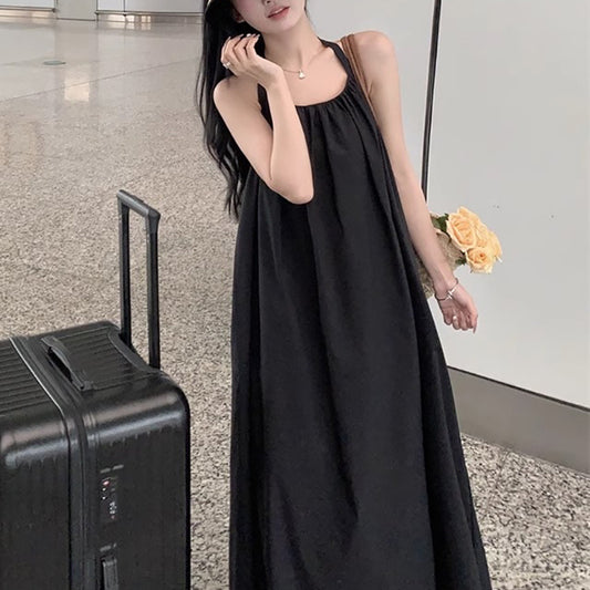 Womens Elegant And Sexy Backless Halter Slip Dress