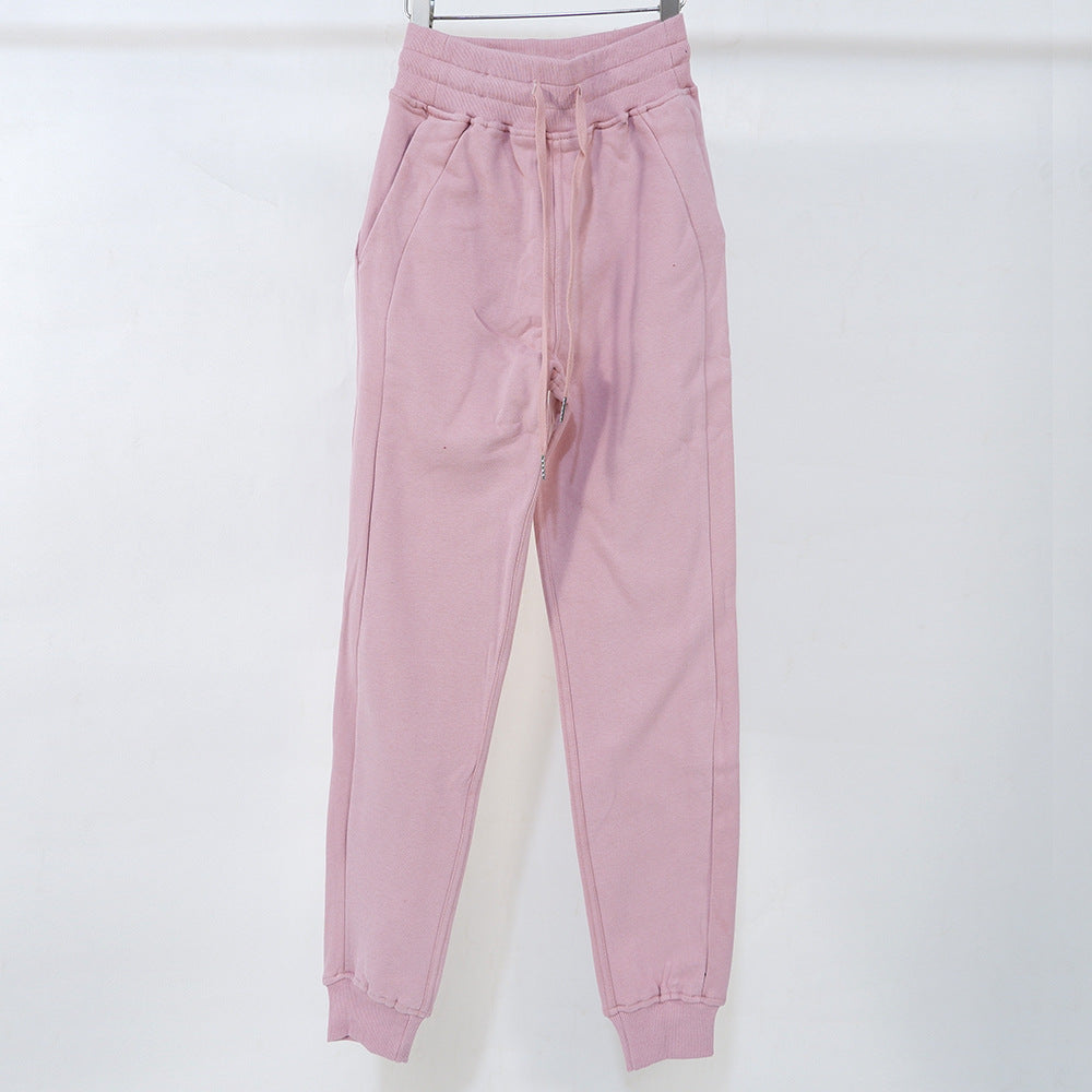 Drawstring Sports Pure Cotton Outdoor Fitness Ankle-tied Women Plus Velvet Sweater Pants