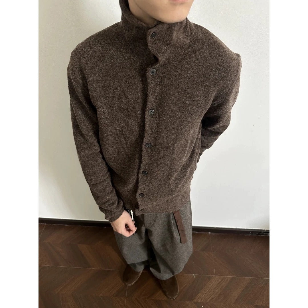 Retro Loose Casual Solid-color Cardigan Sweater