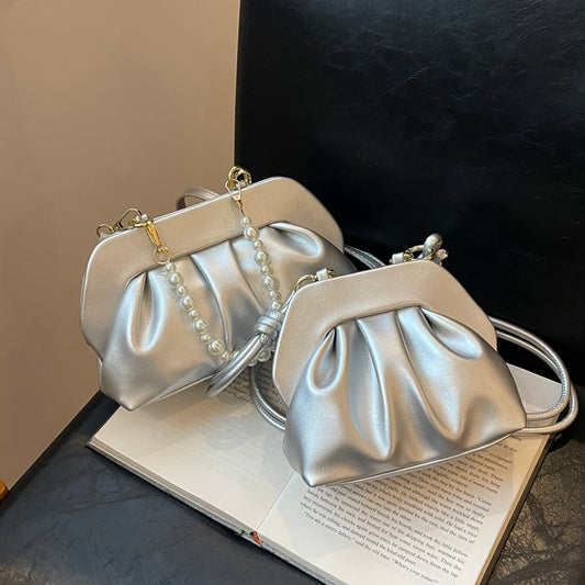 High-grade Silver Shell Shoulder Messenger Bag