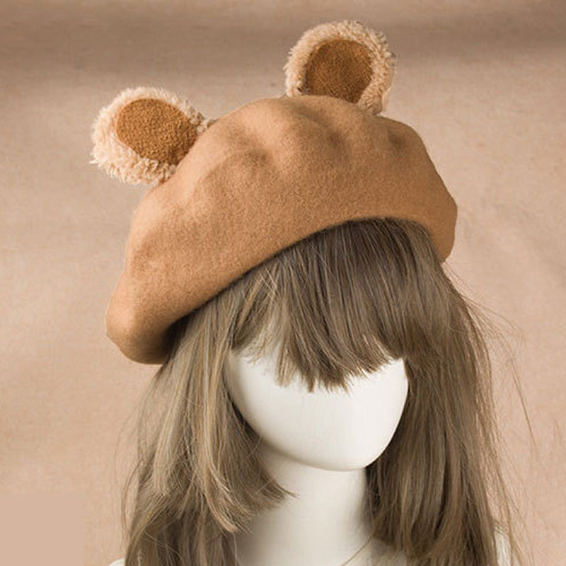 Lolita Bear Ear Beret Biscuits Female Japanese Handmade