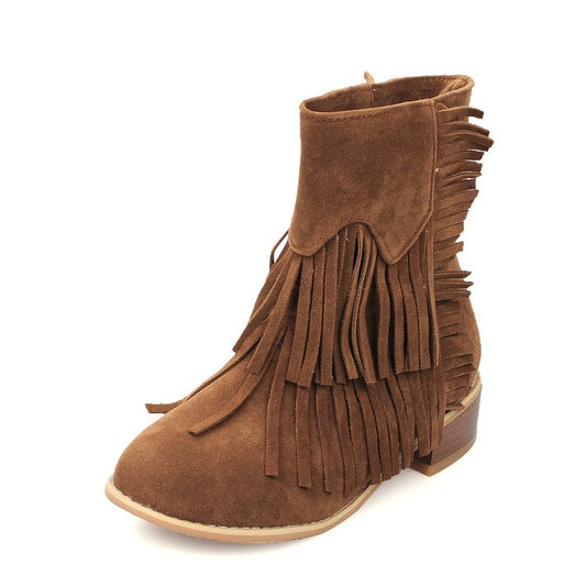 Simple Wind Suede Plus Size Short Boots