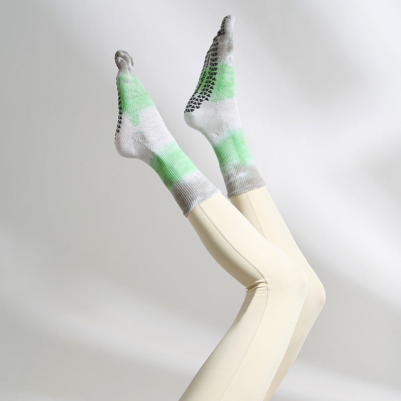 Tie-dyed Mid-calf Yoga Socks For Autumn And Winter Non-slip