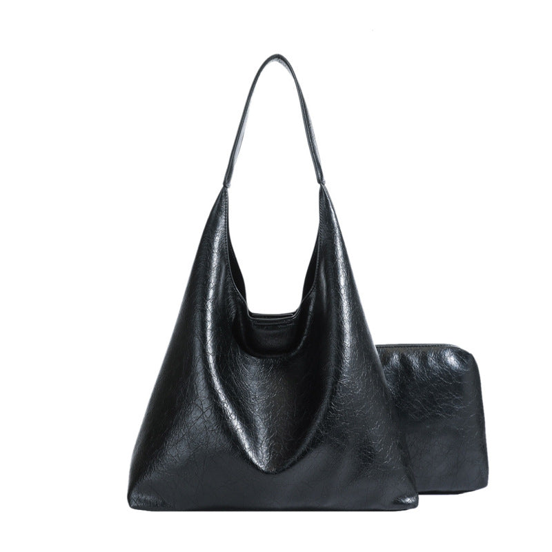 Textured Soft Leather Large Capacity Underarm Bag Commuting