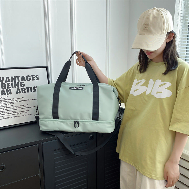 Stor Rejsetaske/Sportstaske med Skorum, Bærbar, Fitness, Vandtæt Skuldertaske, Weekendtaske/Overnatningstaske til Kvinder