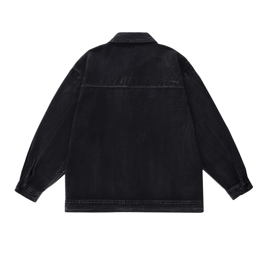 All-match Washed Vintage Washed Lapel Workwear Jacket American Casual
