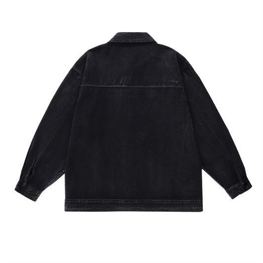 All-match Washed Vintage Washed Lapel Workwear Jacket American Casual