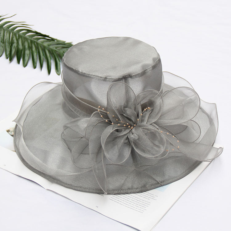 Cool Retro Flower Mesh Sun Hat Organza Sunscreen Women's