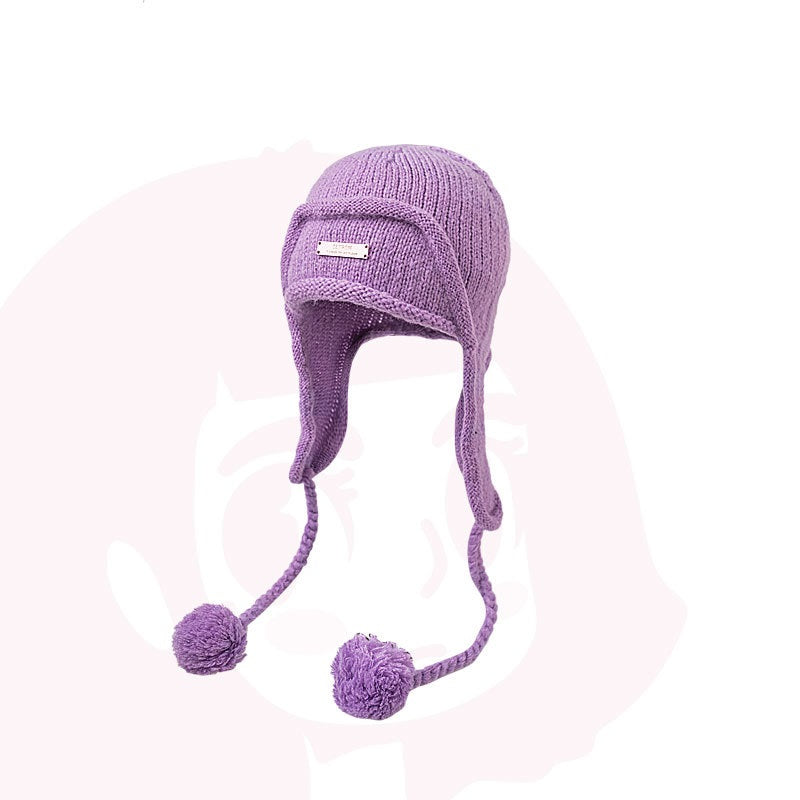 Autumn And Winter Ear Protection Wool Hat Women's Knitting
