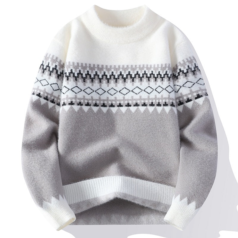 Mode Jacquard Strikket Pullover Til Mænd