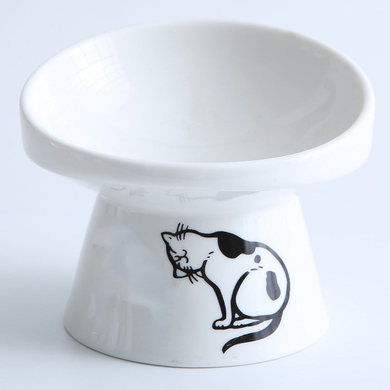 Cat Bowl Ceramic High-foot Oblique Single Bowl