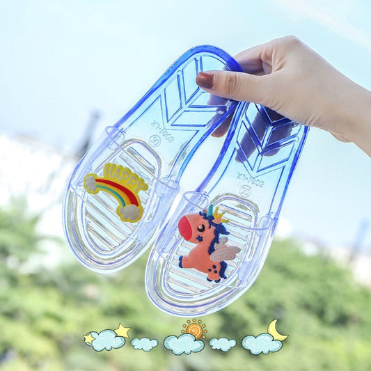 Women's Summer Crystal Pearl Outer Wear Soft Bottom Transparent Beach Shoes