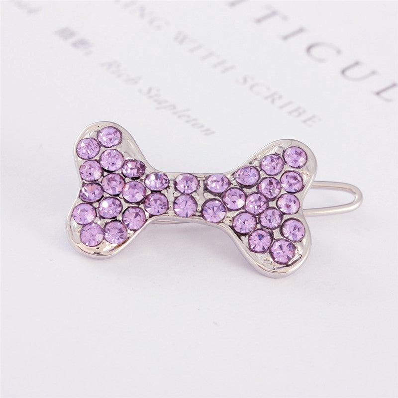Versatile Rhinestone Dog Bone Hair Clip