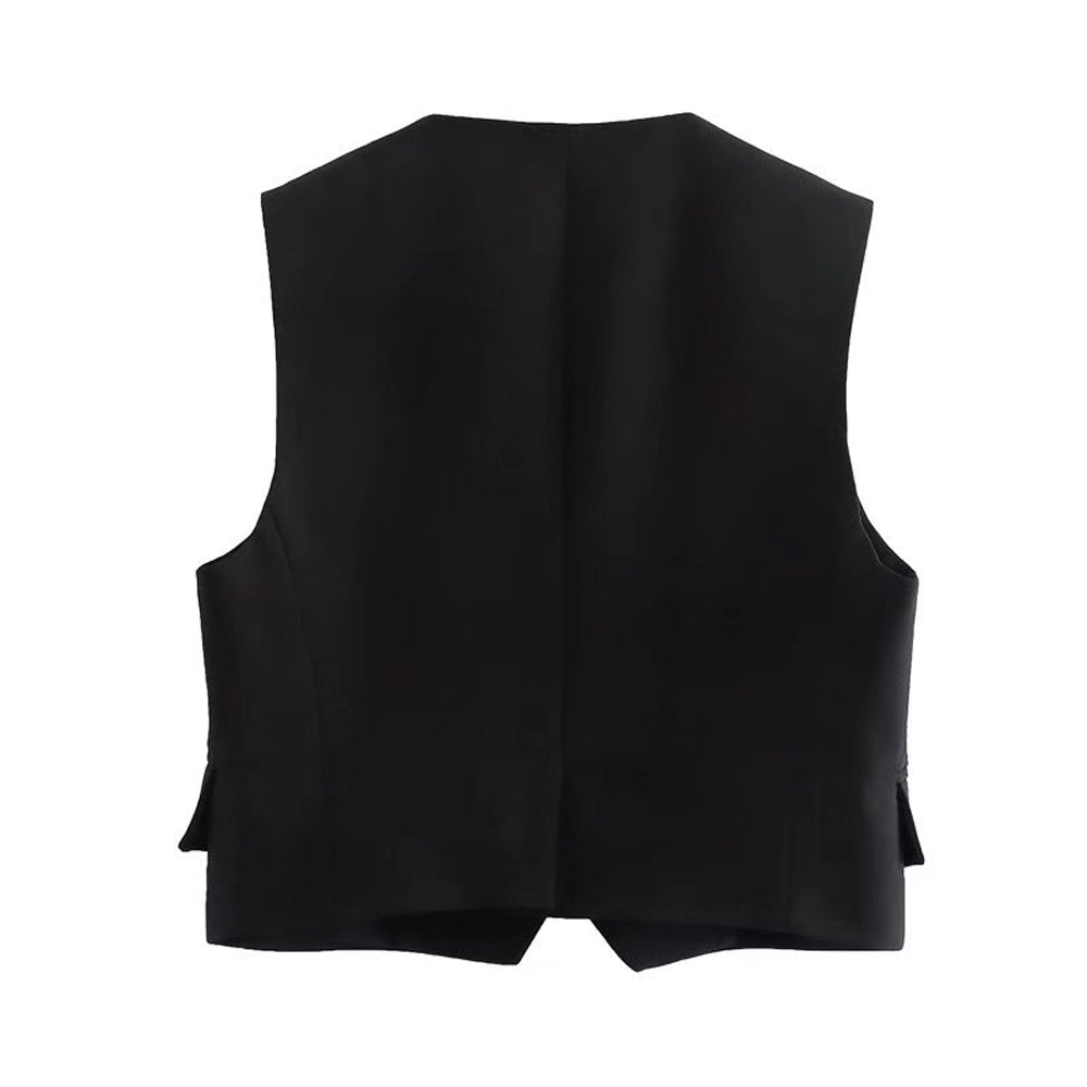 New Women's V-Neck Linen Solid Tank Top