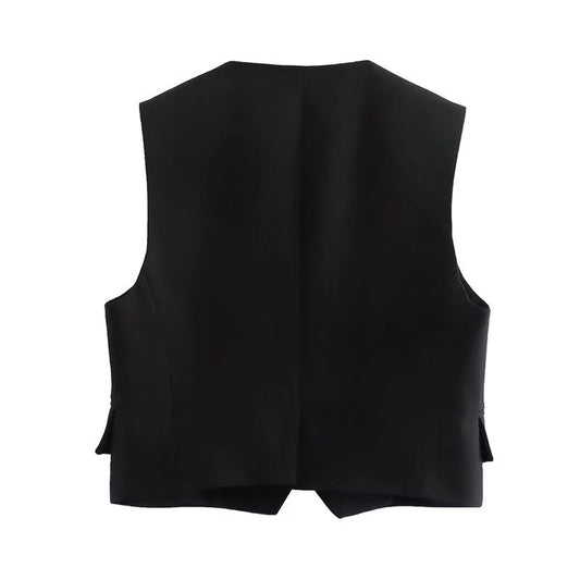 New Women's V-Neck Linen Solid Tank Top