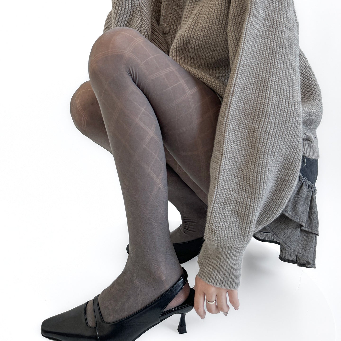 Springautumn Lightweight Diamond-pattern Jacquard Silk Stockings