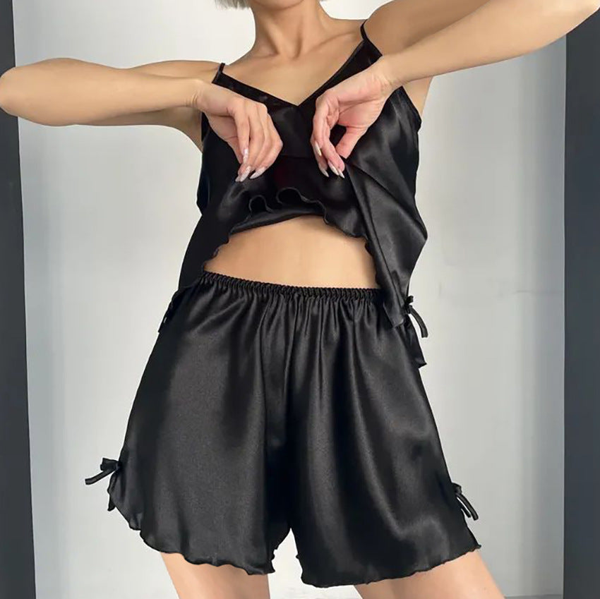 Satin Sexy Camisole Shorts Comfortable Soft Pajamas
