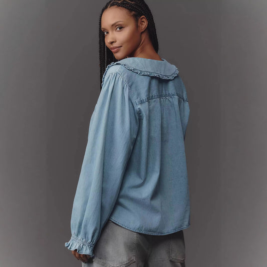 Casual Retro Lightweight Denim Long Sleeve Shirt