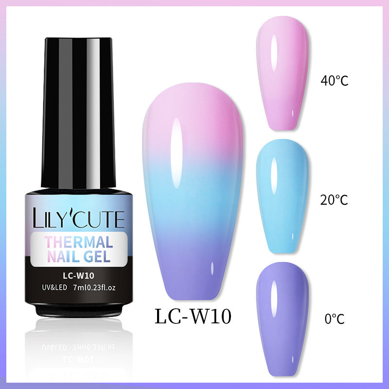 Temperaturændring Glitter UV Neglelak Tre-sektions Farveskift