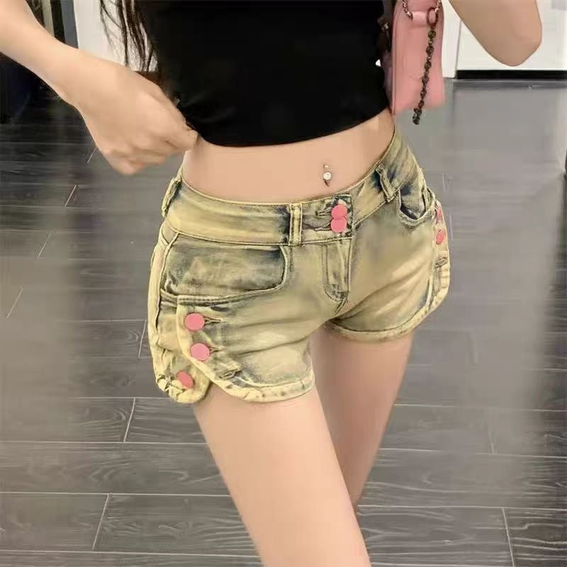 Stretchy Slimming Low-rise Retro American-style Denim Hot Shorts That Flatter