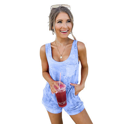 Women's Fashion Gradient Color Skinny Jumpsuit Shorts