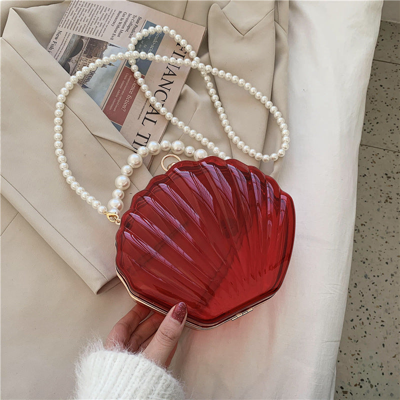 Transparent Shell Bag Box Bag Pearl Female Messenger Shoulder Retro Texture