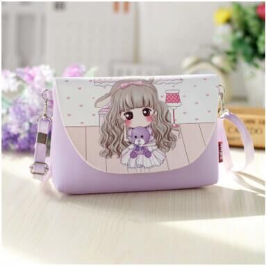Cute Children Princess Square Flap Girl's PU Leather Girl's Small Bag One Shoulder Backpack