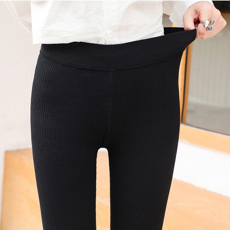 Stretch-waist Gray Threaded Bottoming Pants