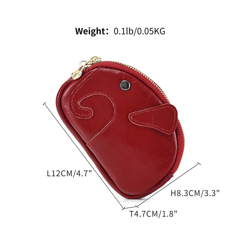 Wallet With Keychain Genuine Leather Multifunctional Coin Card Holder
