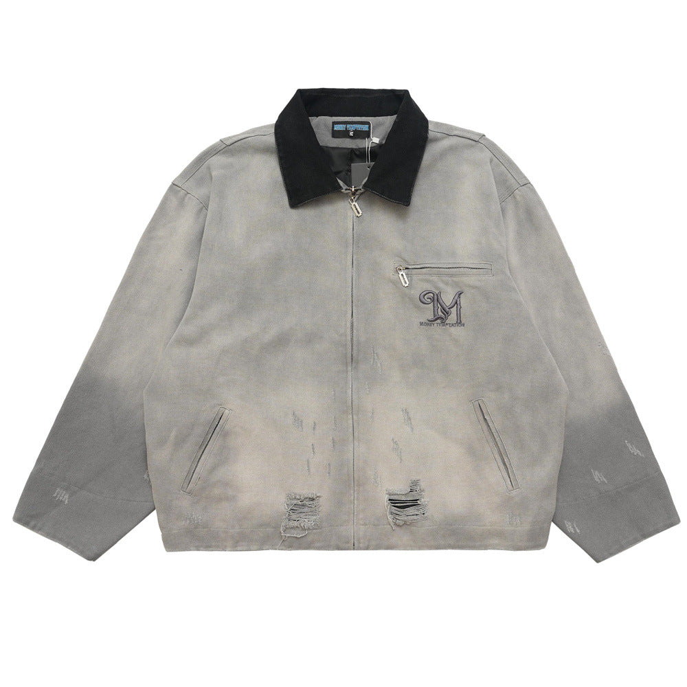 Men's American-style Retro Canvas Lapel Denim Coat
