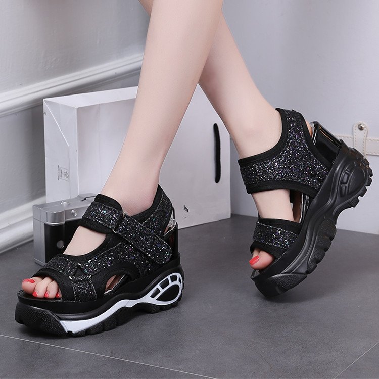 Platform Sandals Women's Slope Heel Platform Platform Sandals Open-toe Students' Inner Height Increase Women's Shoes