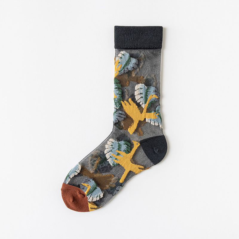 Summer New Thin Glass Silk Fashion Socks