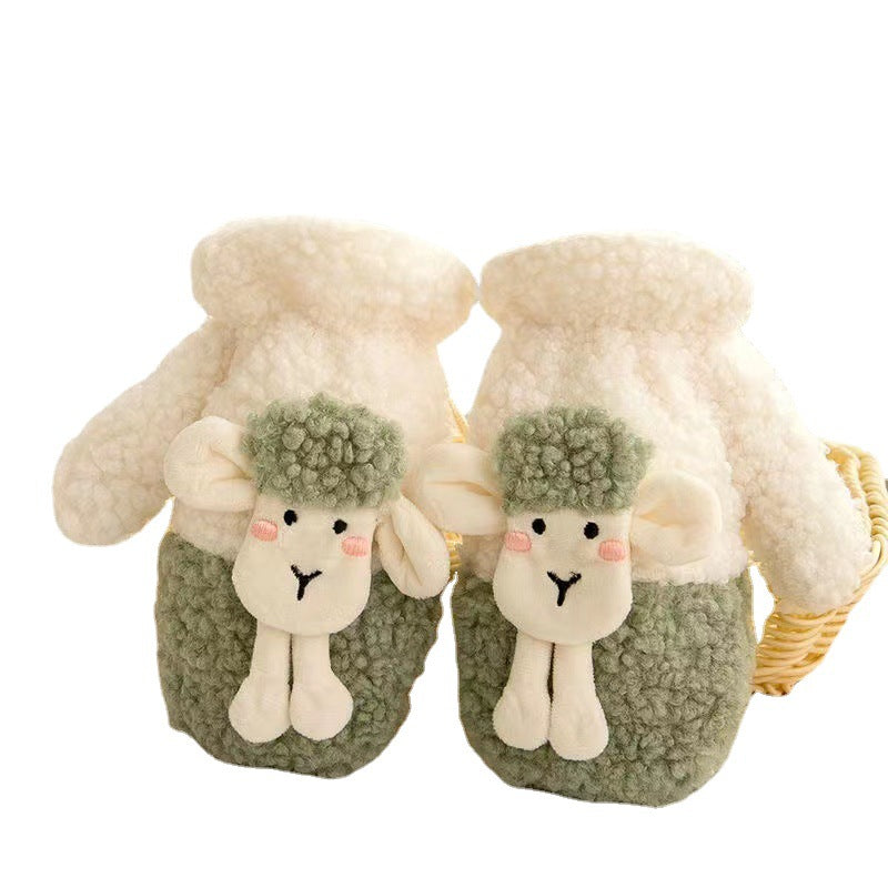 Women's Warm Cycling Gloves Cute Plush Neck