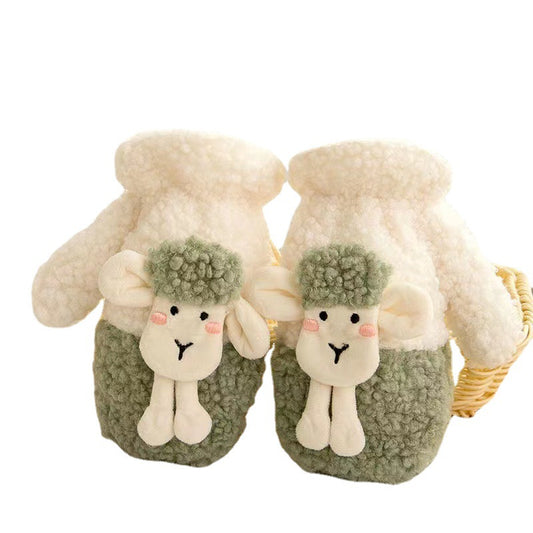 Women's Warm Cycling Gloves Cute Plush Neck