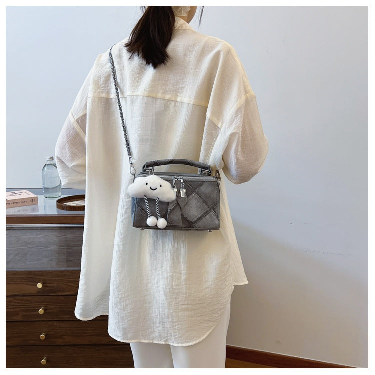 Niche Korean Style Box Elegant Texture Chain Handbag Shoulder Messenger Bag