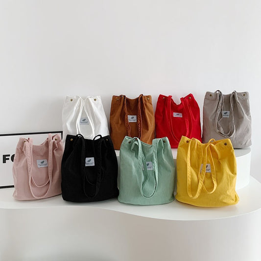 Artistic Corduroy Single-shoulder Bucket Bag